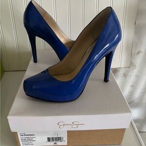 Jessica Simpson Blue Patent Platform Pumps